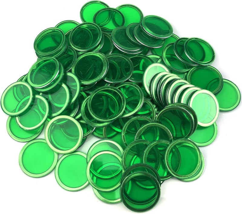Dacefloy Store Magnetic Bingo Set -100 PCS Green Metal Ringed Chips/Plastic Poker Tokens/Markers/Math Counting/Science Exploration/STEM Kit/Family Game Nights… - Image 1